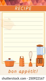 Recipe Cards - notebook for restaurants and recipes in the kitchen. Vector set