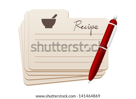 recipe cards with red pen