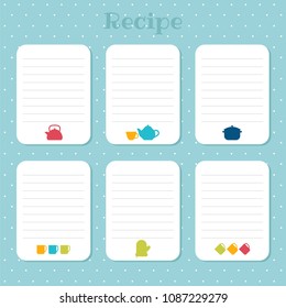 Recipe cards set. Cooking card templates. For restaurant, cafe, bakery and fast food. Vector illustration