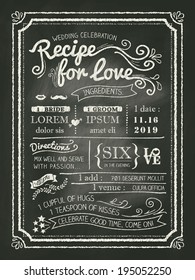 Recipe chalkboard Wedding Invitation card background