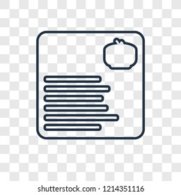Recipe concept vector linear icon isolated on transparent background, Recipe concept transparency concept in outline style