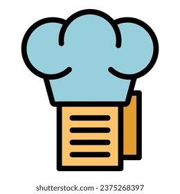 Recipe cook hat icon outline vector. Home restaurant. Cookbook diet color flat