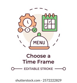 Recipe costing multi color concept icon. Calculating expenses for dishes cooking. Menu engineering. Round shape line illustration. Abstract idea. Graphic design. Easy to use in presentation