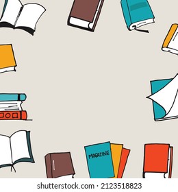 Recipe for Creativity: Unleash your imagination with this appealing vector illustration of a stack of cookbooks and an open book. Perfect for cooking-related content, delivering a blend of knowledge