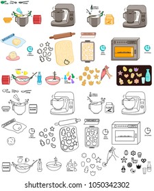 Recipe Easter cookies DIY instruction vector diy instruction manual including sketch