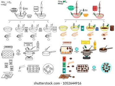 Recipe Easter eggs cakes DIY instruction vector diy instruction manual including sketch