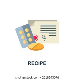 Icono plano de receta. Signo de color de la colección de resistencia a los antibióticos. Icono de Creative Recipe para diseño web, infografía y más