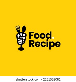 recipe food fork spoon logo template vector icon illustration