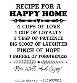 
Recipe For A Happy Home T shirt Design