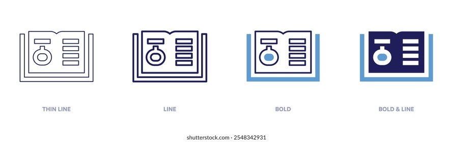 Recipe icon in 4 different styles. Thin Line, Line, Bold, and Bold Line. Duotone style. Editable stroke.