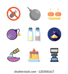 recipe icon set. vector set about pudding, croquette, cooking and porridge icons set.