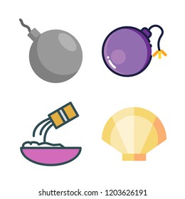 recipe icon set. vector set about bomb, flour and clam icons set.