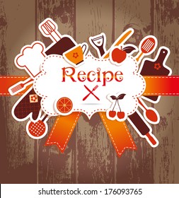 Recipe illustration. Kitchen background.