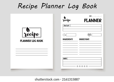 Recipe logbook planner template design for KDP Interior. Low content KDP interior