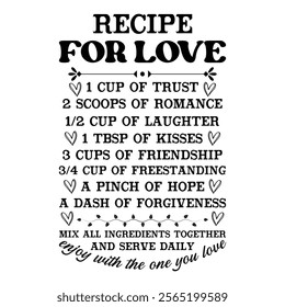 
Recipe For Love T shirt Design PNG