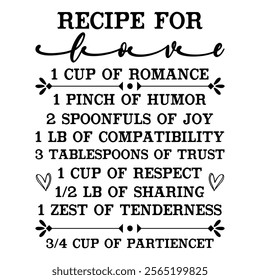 Recipe For Love T shirt Design