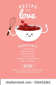recipe for love/ valentine's day greetings template vector/illustration