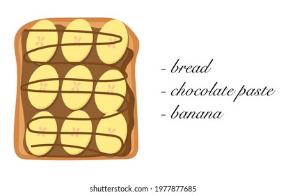 Recipe for making toast, sandwich vector illustration. Flat character. Dish for breakfast. Recipes and ingredients for toast and sandwiches.
