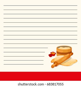 Recipe notebook or Interesting menu design. Sticker yellow note. Isolated.