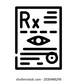 recipe ophthalmology line icon vector. recipe ophthalmology sign. isolated contour symbol black illustration