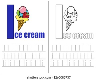 Recipe for preschoolers. Training.  Learning to write letters. For children and their parents. Illustrated English alphabet. Vector illustration. Letters. ABC.