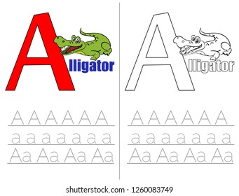 
Recipe for preschoolers. Training.  Learning to write letters. For children and their parents. Illustrated English alphabet. Vector illustration. Letters. ABC