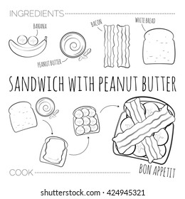 Recipe of sandwich with peanut butter top view