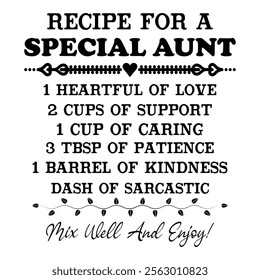 
Recipe For A Special Aunt T shirt Design