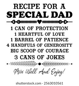 
Recipe For A Special Dad T shirt Design