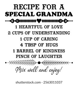 
Recipe For A Special Grandma T shirt Design