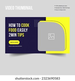 Recipe tips customizable youtube thumbnail banner template design, vector eps 10 file format