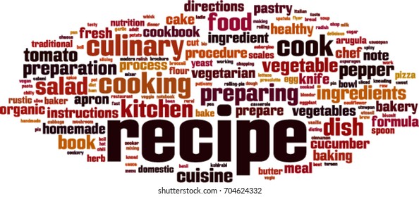 Recipe word cloud concept. Vector illustration