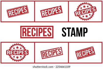 Recipes Rubber Stamp Set Vector