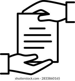 Recipient brief document delivery hands transfer icon office paperwork exchange message