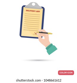 The recipient subscribes to the delivery list color flat icon