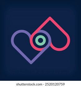 Reciprocal heart design, healthcare logo. Romance and health designs.