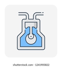 Reciprocating compressor or piston compressor vector icon. For compression liquid or gas at high pressure. Use in air conditioning HVAC system, oil refinery, gas pipeline, natural gas processing plant