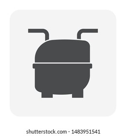 Reciprocating compressor or piston compressor vector icon. For compression liquid or gas at high pressure. Use in cooling, temperature and humidity control technology or air conditioning HVAC system.