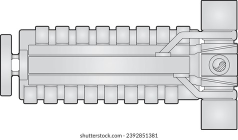 Reciprocating internal combustion engine drawing showing a sixteen (16) cylinder in a v-configuration with intake, exhaust, and turbochargers