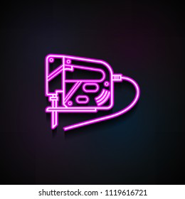 Reciprocating Saw icon. Element of Home repair tool icons for mobile concept and web apps. Neon Reciprocating Saw icon can be used for web and mobile apps on dark gradient background
