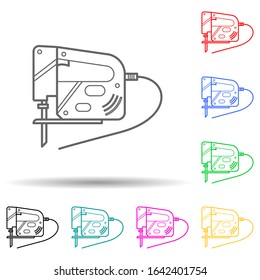 Reciprocating Saw multi color style icon. Simple thin line, outline vector of home repair tool icons for ui and ux, website or mobile application