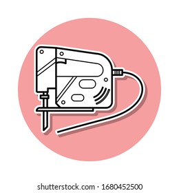 Reciprocating Saw sticker icon. Simple thin line, outline vector of Home repair tool icons for ui and ux, website or mobile application