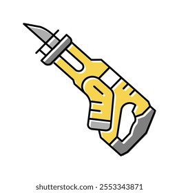 Icono de color de la herramienta de sierra recíproca. Vector de herramienta de sierra recíproca. Ilustración de símbolo aislado