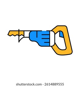 reciprocating saw tool line icon vector. reciprocating saw tool sign. isolated symbol illustration