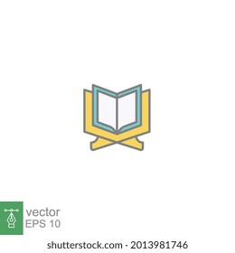 Recite and learn the holy quran in ramadan kareem during fasting. Open the holy book of muslim. Al quran. Islamic quran, ramadan icon. Vector illustration. Design on white background. EPS10