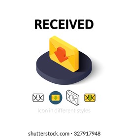 Recived icon, vector symbol in flat, outline and isometric style