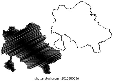 Recklinghausen district (Federal Republic of Germany, State of North Rhine-Westphalia, NRW, Munster region) map vector illustration, scribble sketch Recklinghausen map