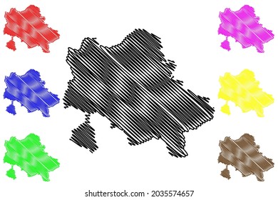 Recklinghausen district (Federal Republic of Germany, State of North Rhine-Westphalia, NRW, Munster region) map vector illustration, scribble sketch Recklinghausen map