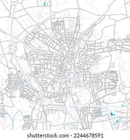 Recklinghausen, North Rhine-Westphalia, Germany high resolution vector map with editable paths. Bright outlines for main roads. Use it for any printed and digital background. 