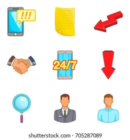 Reckoning icons set. Cartoon set of 9 reckoning vector icons for web isolated on white background